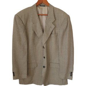 Vintage Jacques Fath Paris silk wool brown plaid blazer, sportcoat